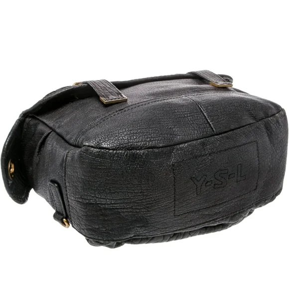 Yves Saint Laurent Textured Black Shoulder Bag with Gold Details - Picture 4 of 5